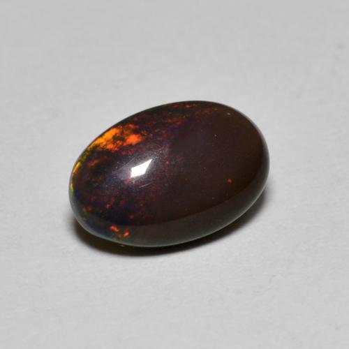 0.80 ct Multicolor Chocolate Opal Stone, Natural Chocolate Opal in Oval Cabochon Shape for Sale