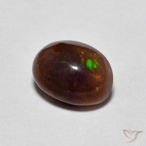 0.80 ct Multicolor Chocolate Opal Stone, Natural Chocolate Opal in Oval Cabochon Shape for Sale