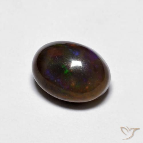 0.88 ct Multicolor Chocolate Opal Stone, Natural Chocolate Opal in Oval Cabochon Shape for Sale