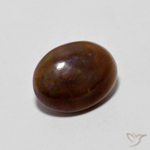 0.84 ct Multicolor Chocolate Opal Stone, Natural Chocolate Opal in Oval Cabochon Shape for Sale