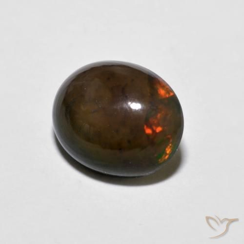1.15 ct Multicolor Chocolate Opal Stone, Natural Chocolate Opal in Oval Cabochon Shape for Sale