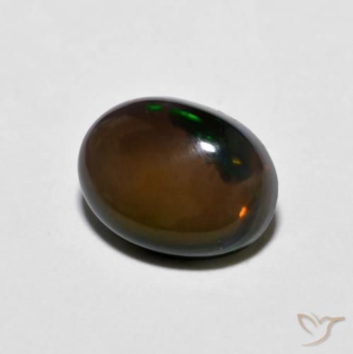 0.84 ct Multicolor Chocolate Opal Stone, Natural Chocolate Opal in Oval Cabochon Shape for Sale