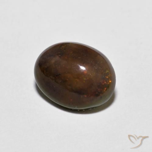 0.71 ct Multicolor Chocolate Opal Stone, Natural Chocolate Opal in Oval Cabochon Shape for Sale
