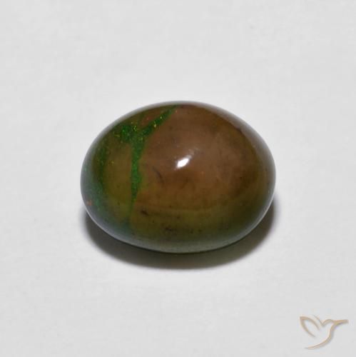 0.80ct Natural Multicolor Chocolate Opal, Oval, Opaque