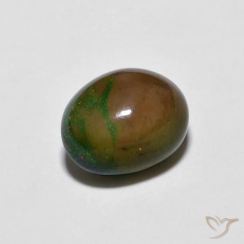 0.80 ct Multicolor Chocolate Opal Stone, Natural Chocolate Opal in Oval Cabochon Shape for Sale