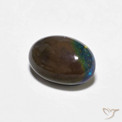 0.80 ct Multicolor Chocolate Opal Stone, Natural Chocolate Opal in Oval Cabochon Shape for Sale