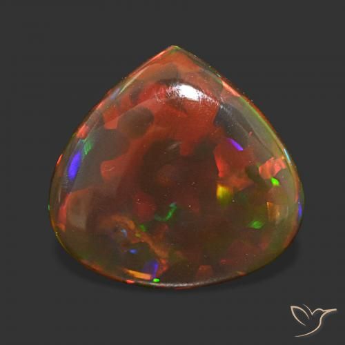 4.43ct Multicolor Chocolate Opal, Pear Shape, Transparent