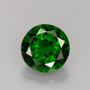 1.56 ct Green Chrome Diopside Gemstone, Chrome Diopside Gem in Round Facet Shape for Sale.