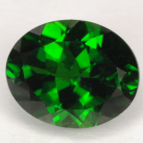 3.10 ct Green Chrome Diopside Gemstone, Chrome Diopside Gem in Oval Facet Shape for Sale.