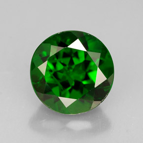 1.51 ct Green Chrome Diopside Gemstone, Chrome Diopside Gem in Round Facet Shape for Sale.