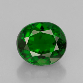 0.89 ct Green Chrome Diopside Gemstone, Chrome Diopside Gem in Oval Facet Shape for Sale.