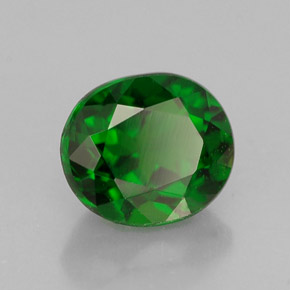 0.89 ct Green Chrome Diopside Stone, Natural Chrome Diopside in Oval Facet Shape for Sale