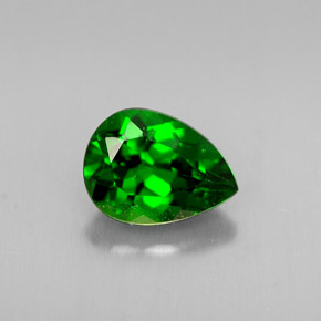 0.77 ct Green Chrome Diopside Gemstone, Chrome Diopside Gem in Pear Facet Shape for Sale.