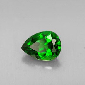 0.77 ct Green Chrome Diopside Stone, Natural Chrome Diopside in Pear Facet Shape for Sale