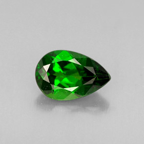 0.72 ct Green Chrome Diopside Gemstone, Chrome Diopside Gem in Pear Facet Shape for Sale.