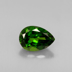 0.83 ct Green Chrome Diopside Gemstone, Chrome Diopside Gem in Pear Facet Shape for Sale.