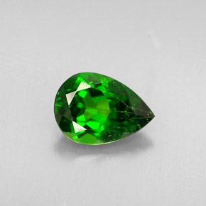 0.72 ct Green Chrome Diopside Gemstone, Chrome Diopside Gem in Pear Facet Shape for Sale.
