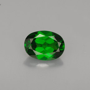 0.87 ct Green Chrome Diopside Gemstone, Chrome Diopside Gem in Oval Facet Shape for Sale.