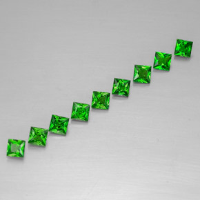 1.62 ct Green Chrome Diopside Gemstone, Chrome Diopside Gem in Princess-Cut Shape for Sale.