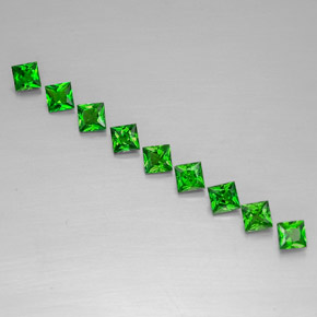 1.62 ct Green Chrome Diopside Stone, Natural Chrome Diopside in Princess-Cut Shape for Sale