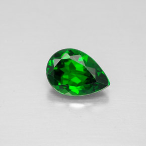 0.62 ct Green Chrome Diopside Gemstone, Chrome Diopside Gem in Pear Facet Shape for Sale.