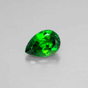 0.64 ct Green Chrome Diopside Gemstone, Chrome Diopside Gem in Pear Facet Shape for Sale.