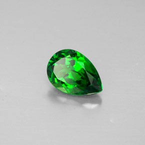 0.64 ct Green Chrome Diopside Stone, Natural Chrome Diopside in Pear Facet Shape for Sale