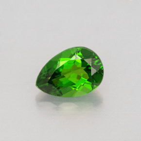 0.79 ct Green Chrome Diopside Gemstone, Chrome Diopside Gem in Pear Facet Shape for Sale.