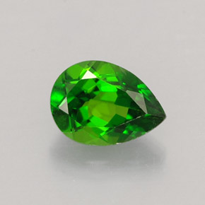 0.79 ct Green Chrome Diopside Gemstone, Chrome Diopside Gem in Pear Facet Shape for Sale.