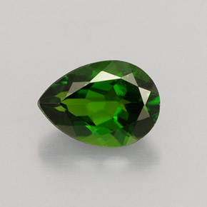 0.82 ct Green Chrome Diopside Gemstone, Chrome Diopside Gem in Pear Facet Shape for Sale.