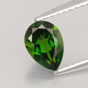 0.82 ct Green Chrome Diopside Stone, Natural Chrome Diopside in Pear Facet Shape for Sale