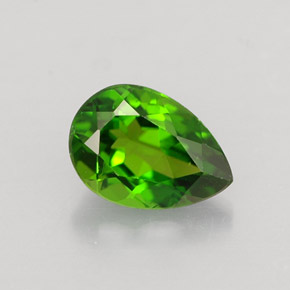 0.80 ct Green Chrome Diopside Gemstone, Chrome Diopside Gem in Pear Facet Shape for Sale.