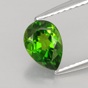 0.80 ct Green Chrome Diopside Stone, Natural Chrome Diopside in Pear Facet Shape for Sale