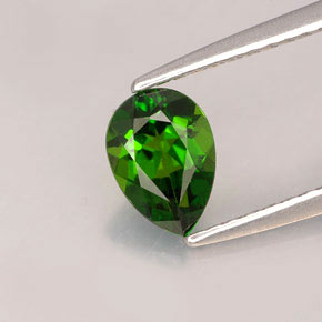 0.76 ct Green Chrome Diopside Stone, Natural Chrome Diopside in Pear Facet Shape for Sale