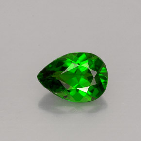 0.76 ct Green Chrome Diopside Gemstone, Chrome Diopside Gem in Pear Facet Shape for Sale.
