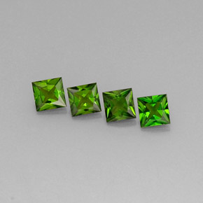 1.46 ct Green Chrome Diopside Gemstone, Chrome Diopside Gem in Princess-Cut Shape for Sale.