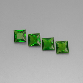1.26 ct Green Chrome Diopside Gemstone, Chrome Diopside Gem in Princess-Cut Shape for Sale.