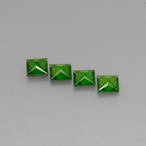 Chrome Diopside Gemstone in 4 x 4 mm (calibrated) Size for Sale, Chrome Diopside Stone in Green Color