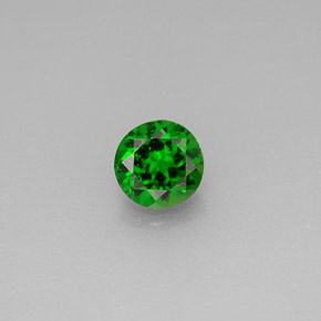 0.64 ct Green Chrome Diopside Gemstone, Chrome Diopside Gem in Round Facet Shape for Sale.