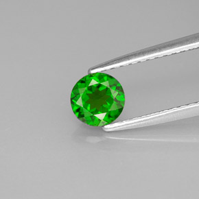 0.58 ct Green Chrome Diopside Gemstone, Chrome Diopside Gem in Round Facet Shape for Sale.