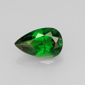 0.84 ct Green Chrome Diopside Gemstone, Chrome Diopside Gem in Pear Facet Shape for Sale.