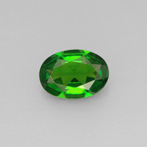 0.60 ct Green Chrome Diopside Gemstone, Chrome Diopside Gem in Oval Facet Shape for Sale.
