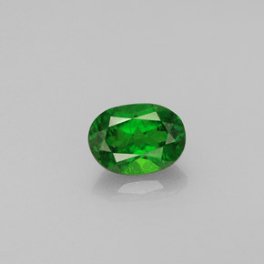 0.38 ct Green Chrome Diopside Gemstone, Chrome Diopside Gem in Oval Facet Shape for Sale.