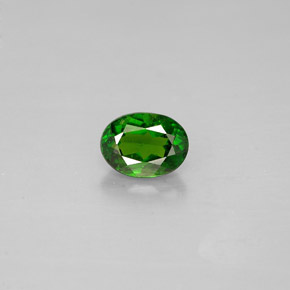 0.40 ct Green Chrome Diopside Gemstone, Chrome Diopside Gem in Oval Facet Shape for Sale.