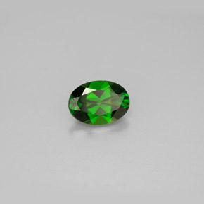 0.80 ct Green Chrome Diopside Stone, Natural Chrome Diopside in Oval Facet Shape for Sale