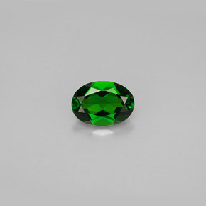 0.86 ct Green Chrome Diopside Gemstone, Chrome Diopside Gem in Oval Facet Shape for Sale.