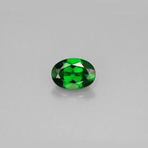 0.87 ct Green Chrome Diopside Gemstone, Chrome Diopside Gem in Oval Facet Shape for Sale.