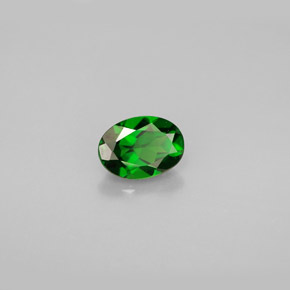 0.87 ct Green Chrome Diopside Stone, Natural Chrome Diopside in Oval Facet Shape for Sale
