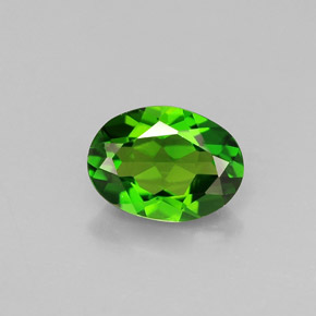 0.79 ct Green Chrome Diopside Gemstone, Chrome Diopside Gem in Oval Facet Shape for Sale.