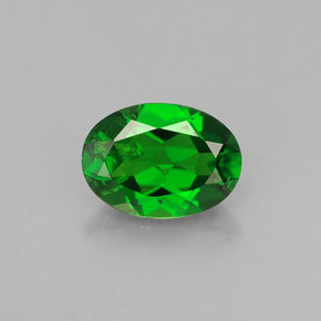 0.86 ct Green Chrome Diopside Gemstone, Chrome Diopside Gem in Oval Facet Shape for Sale.